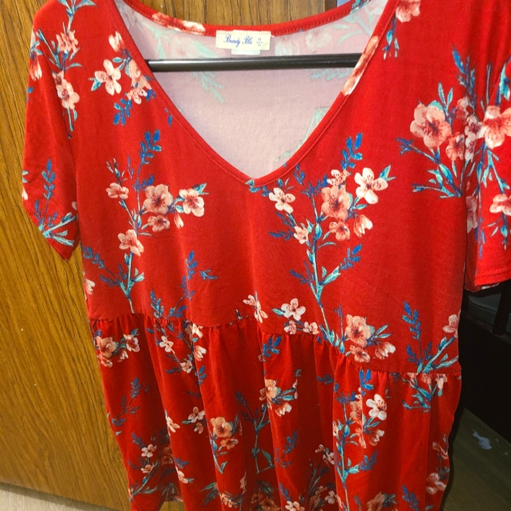 Red Floral Blouse